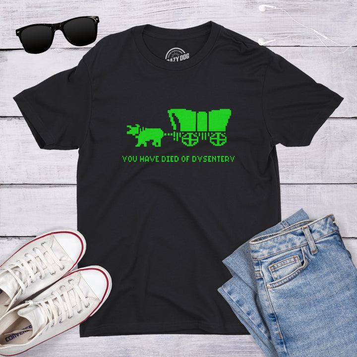 You Have Died Of Dysentery T Shirt Funny Gamer Shirts Video Games Nerdy Cool 80s Image 4