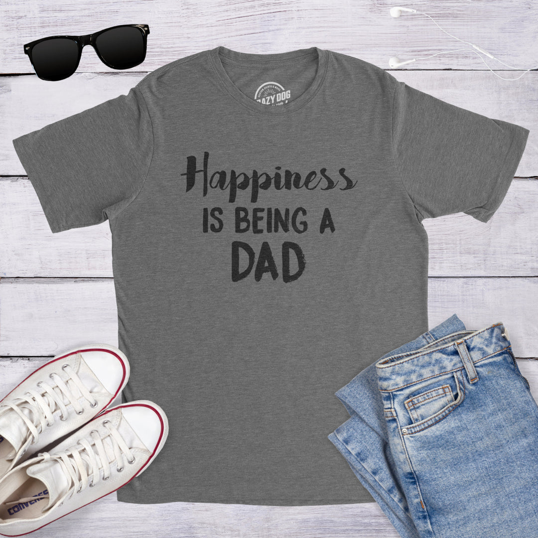 Mens Happiness Is Being a Dad Perfect Fathers Day Family Proud Parent T shirt Image 4