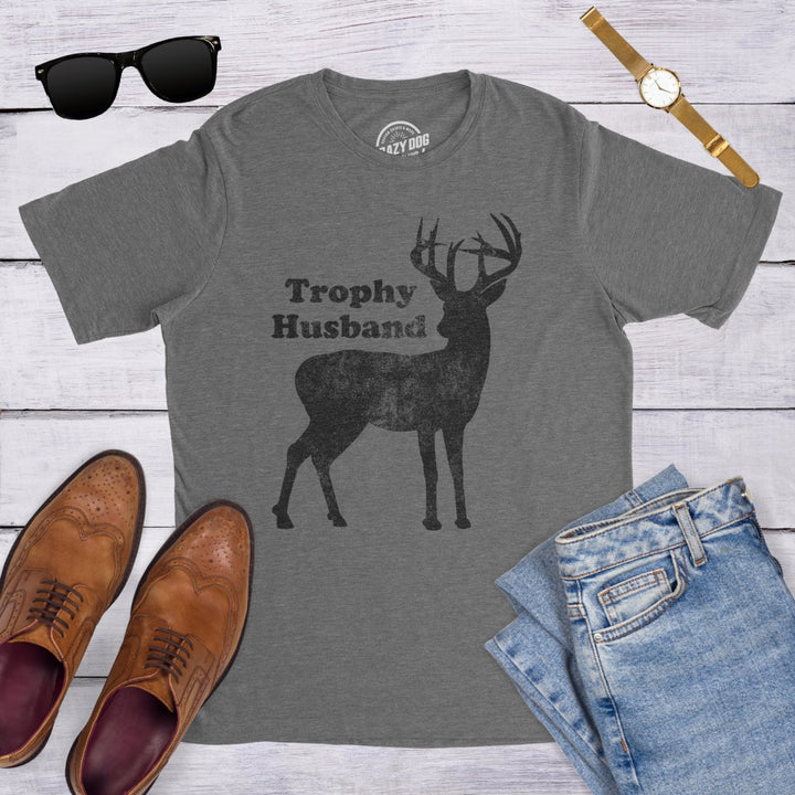 Mens Trophy Husband Tshirt Funny Hunting Buck Deer Fathers Day Tee Image 4