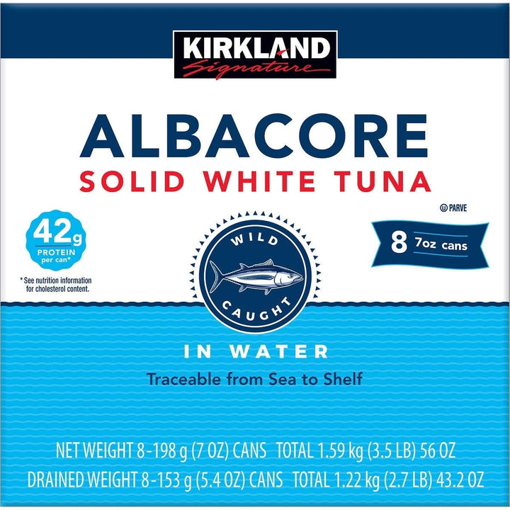 Kirkland Signature Albacore Solid White Tuna in Water 7 Ounce (Pack of 8) Image 1