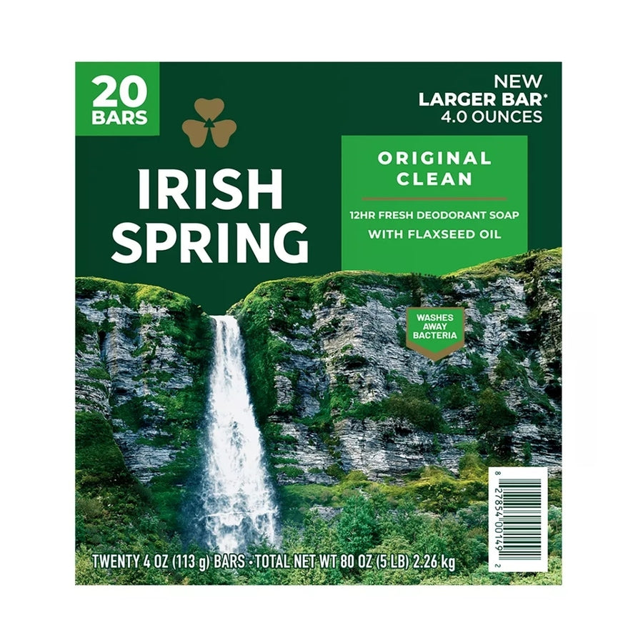 Irish Spring Original Clean Bar Soap for Men 4 Ounce (Pack of 20) Image 1