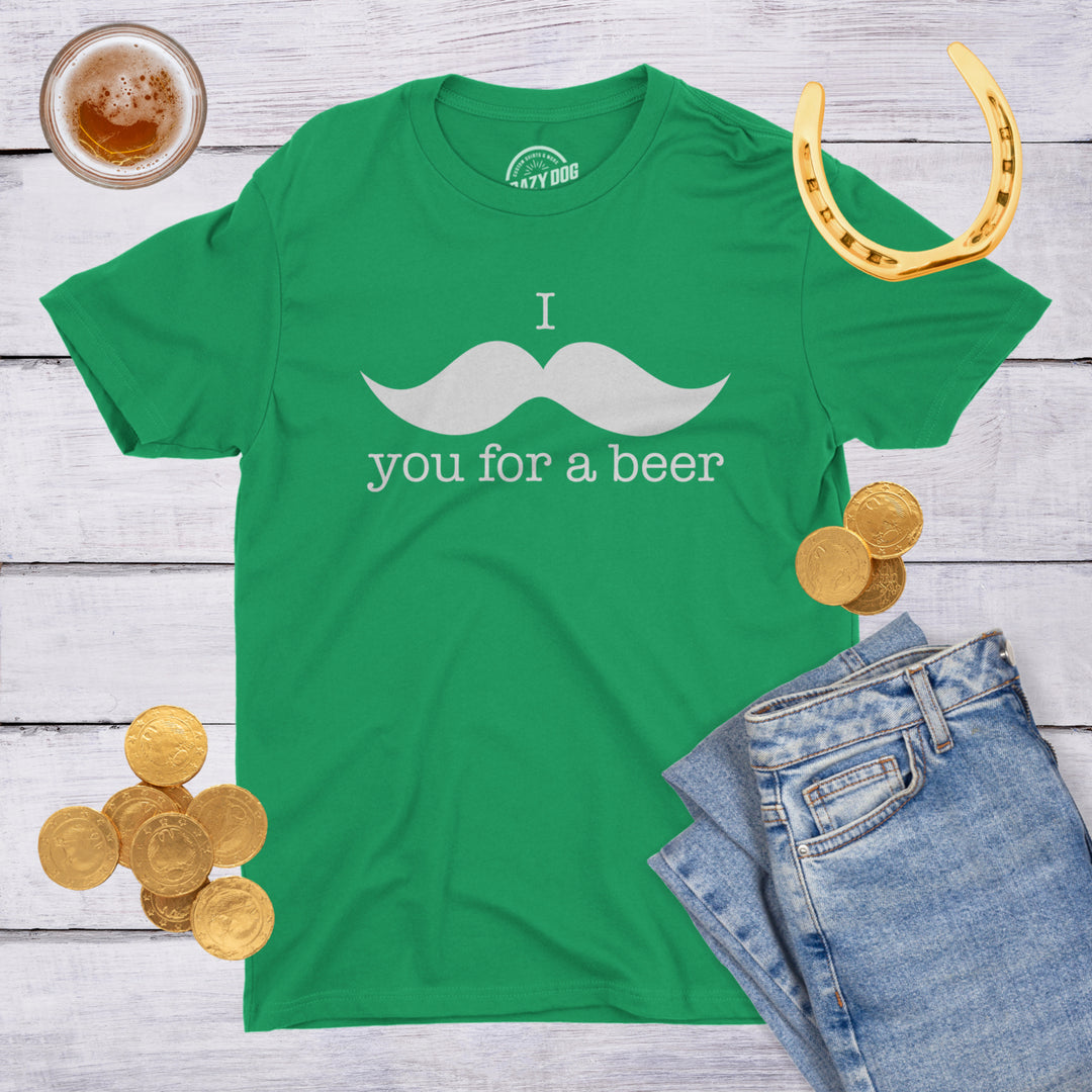 I Mustache You For A Beer T Shirt Funny St Patricks Day Shamrock Drinking Tee Image 4