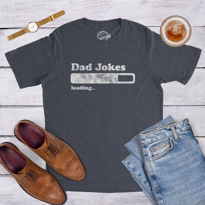 Mens Dad Jokes Loading Tshirt Funny Fathers Day Papa Novelty Graphic Tee Image 4