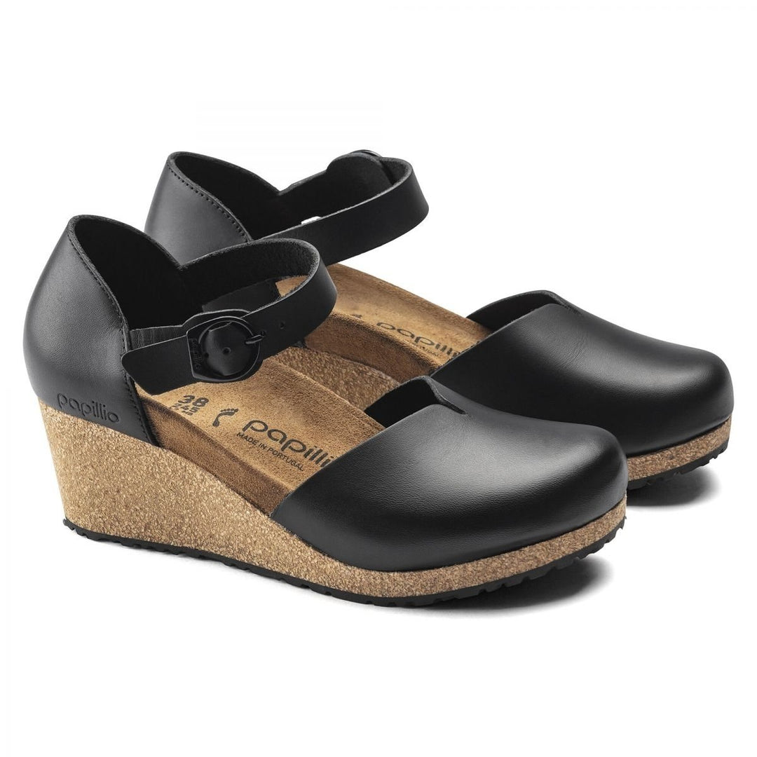 Papillio by BIRKENSTOCK Womens Mary Wedge Black Leather Narrow 1018523 Image 4