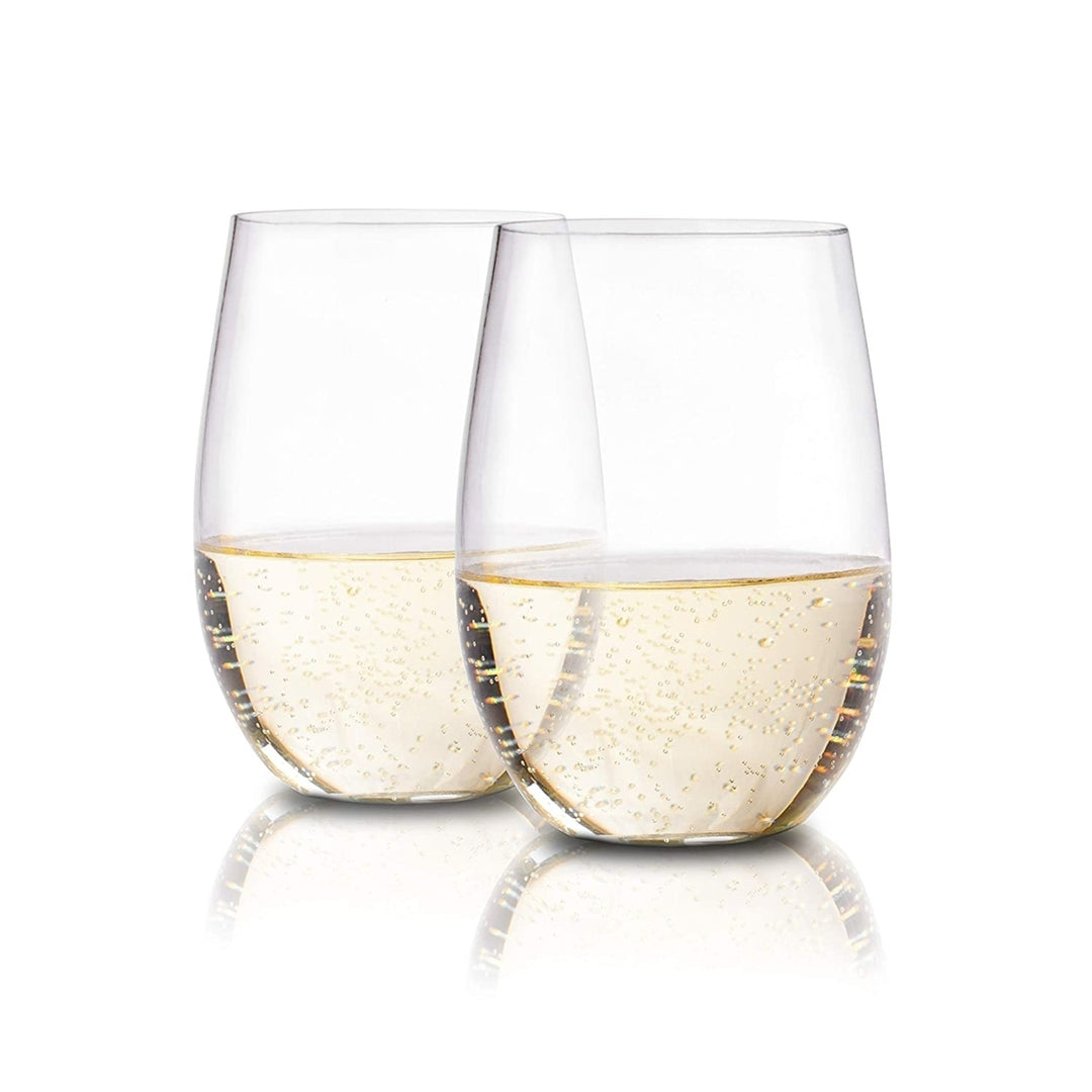 Stemless Plastic Wine Glasses Clear Flexible and Shatterproof16 OzSet of 4 or Set of 10 Image 1