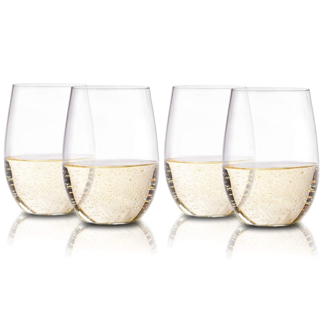 Stemless Plastic Wine Glasses Clear Flexible and Shatterproof16 OzSet of 4 or Set of 10 Image 10