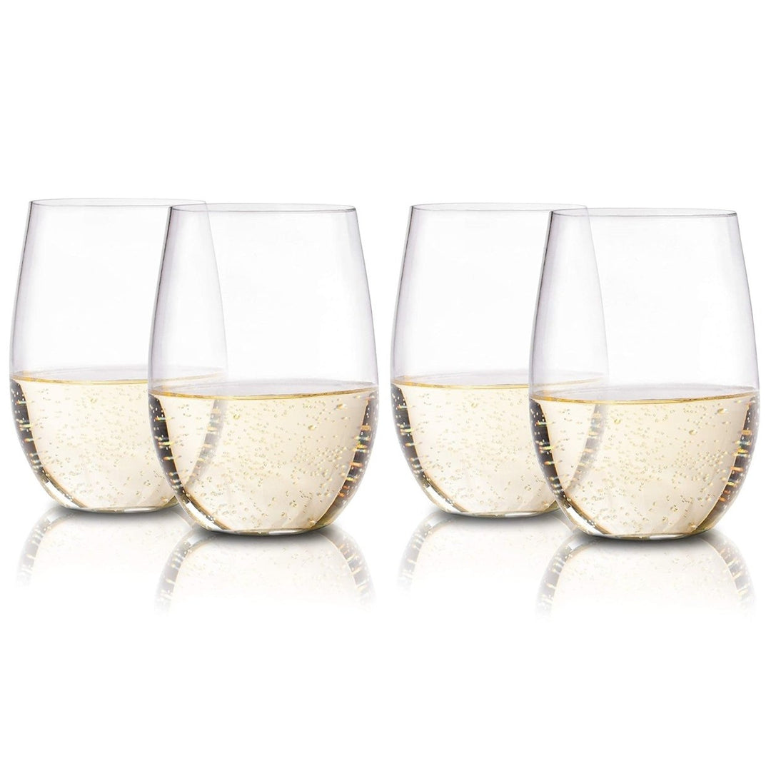 Stemless Plastic Wine Glasses Clear Flexible and Shatterproof16 OzSet of 4 or Set of 10 Image 1