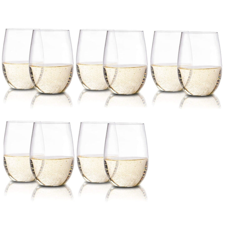 Stemless Plastic Wine Glasses Clear Flexible and Shatterproof16 OzSet of 4 or Set of 10 Image 11