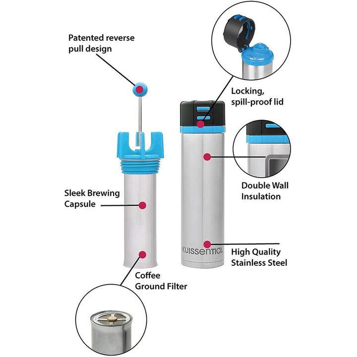 Versa Travel French Press- Reverse Groundless System and Insulated Travel Mug Image 11