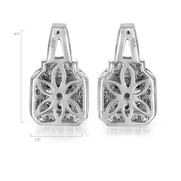 1/4CT Black and White Diamond Earrings in Sterling Silver Image 2