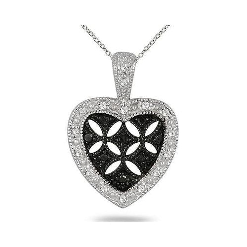 1/6 CARAT T.W BLACK AND WHITE DIAMOND HEART PENDANT IN .925 STERLING SILVER Image 1
