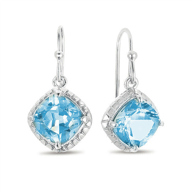 11.0 CTW Blue Topaz Cushion Cut Earrings in Sterling Silver Image 1