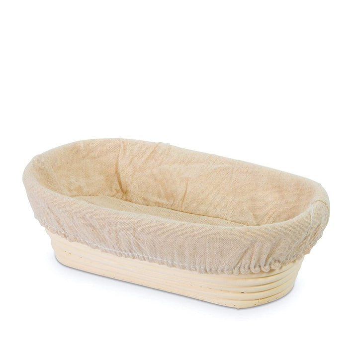 10-inch Oval Banneton Bread Proofing Basket Natural Rattan with Dough Scraper and Linen Liner Image 4