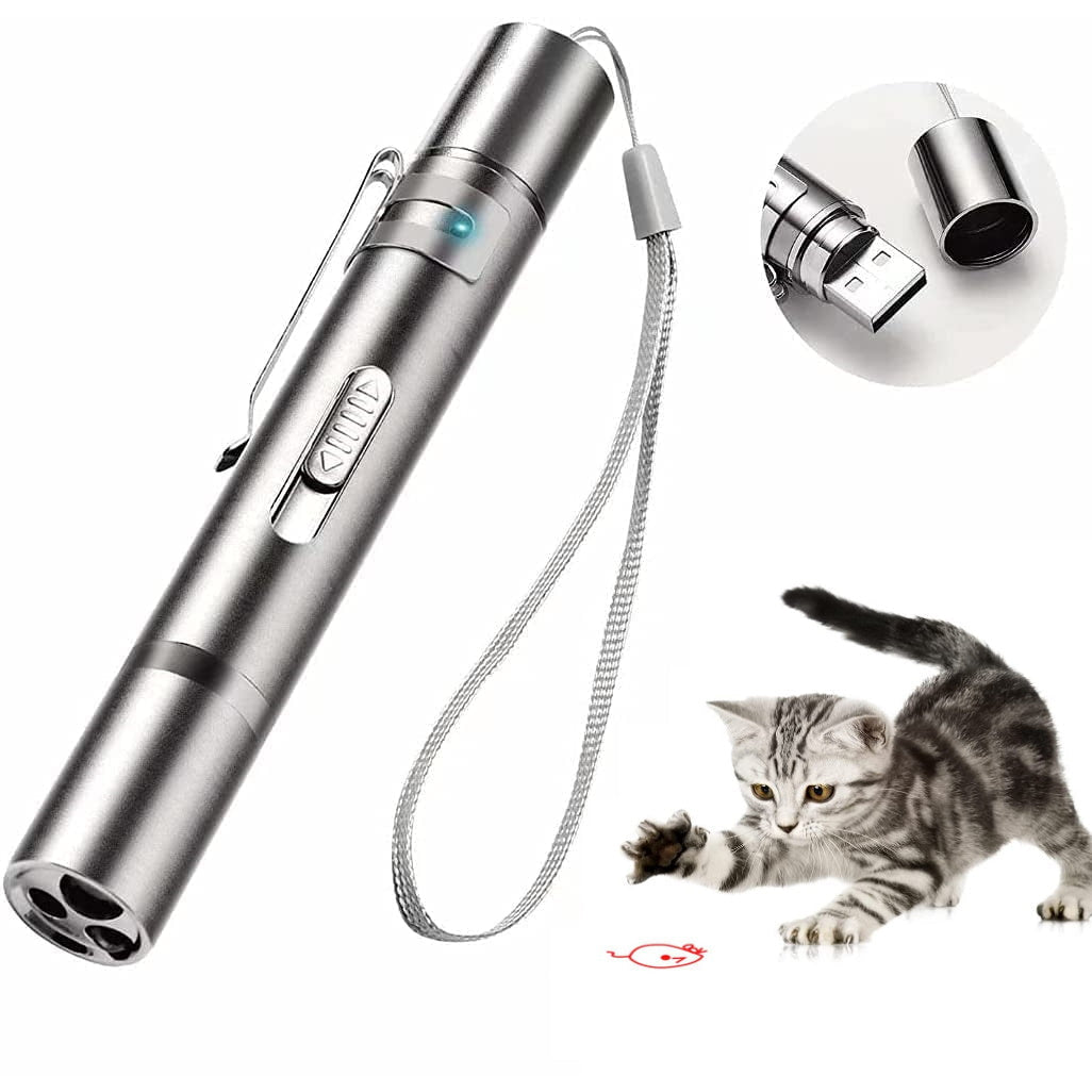 Cat Laser Pointer Red Light Pointer Pet Interactive Toy for Cats and Dogs with 3 Modes and USB Recharge Image 1