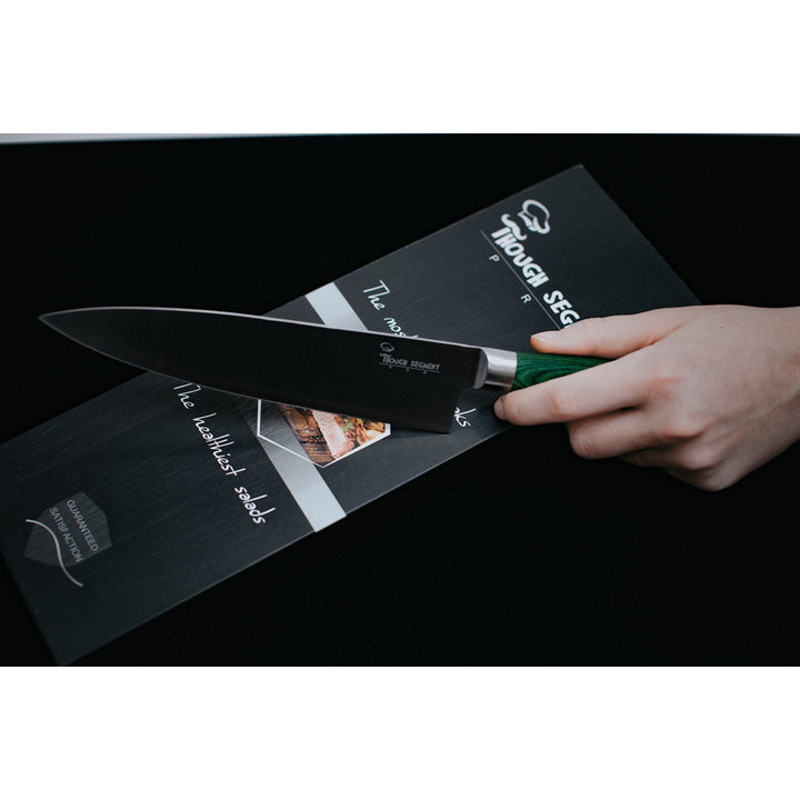 Chef Knife and Finger Protector Set with Multipurpose Kitchen Knife Rust Free 8 Inch Stainless-Steel Blade Ergonomic Image 3