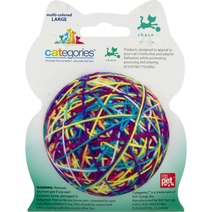 Categories Knitty Kitty Large Multi-Color Yarn Ball Cat Toy with Rattle Image 4