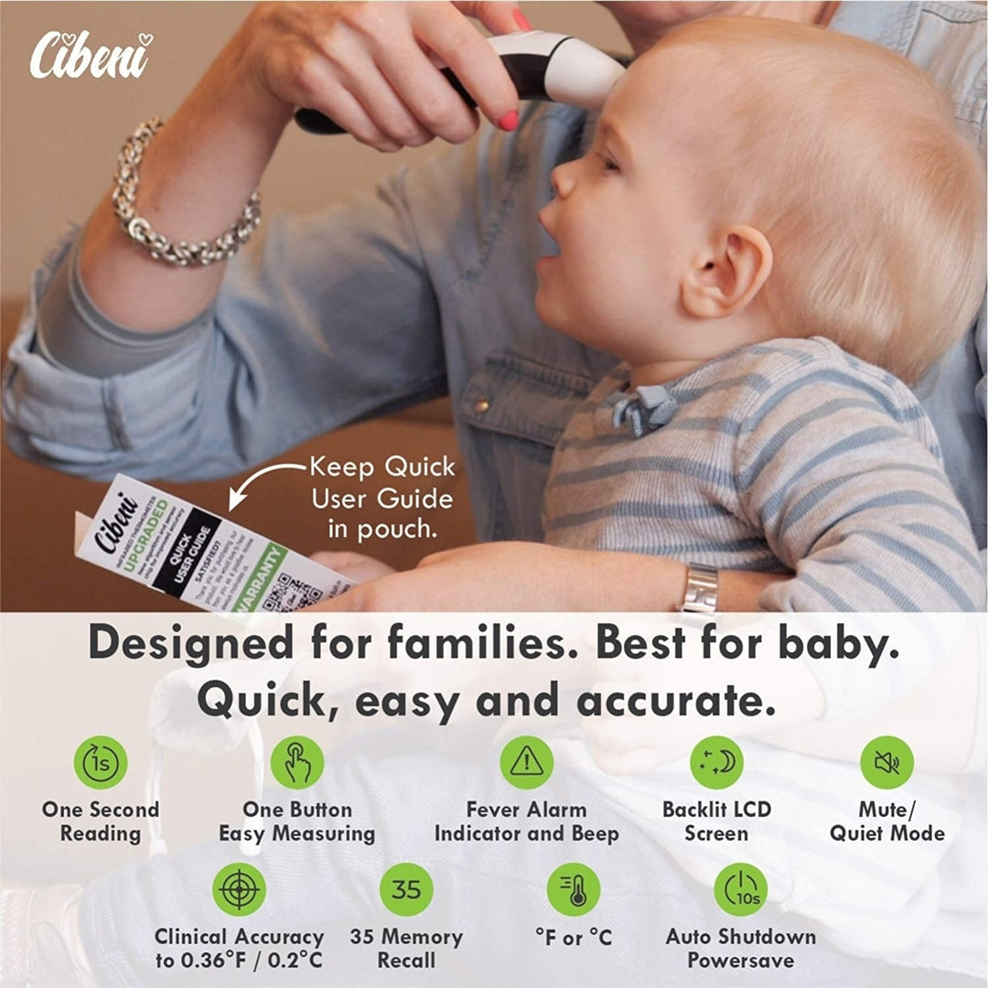 Cibeni Instant Read Digital Infrared Forehead and Ear Thermometer for Adults and Kids Image 2