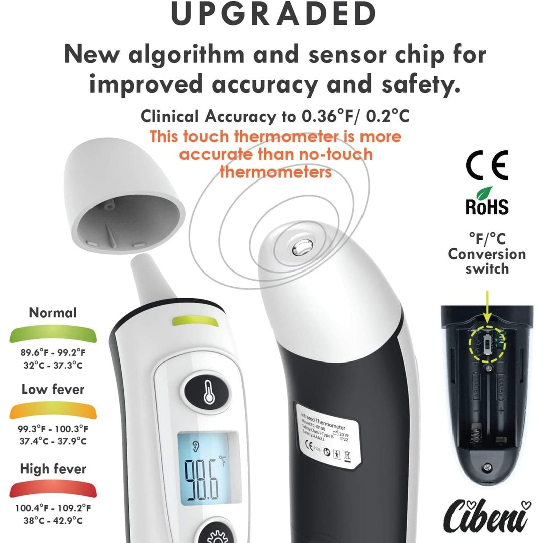 Cibeni Instant Read Digital Infrared Forehead and Ear Thermometer for Adults and Kids Image 4