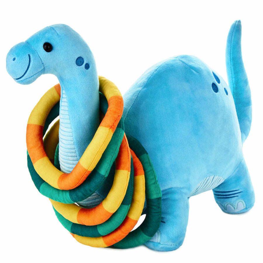 Hallmark Dinosaur Ring Toss Game with Blue Plush Dinosaur and 6 Foam Rings 8" W x 14" H x 18" D Image 1