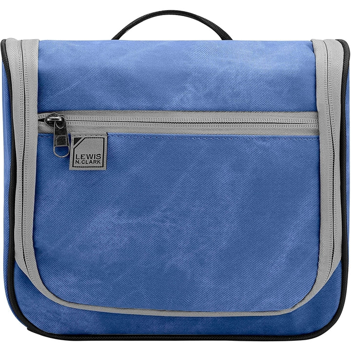 Lewis N. Clark Brushed Twill Hanging Toiletry Kit Bag for Travel AccessoriesShampooCosmetics + Personal ItemsBlue Image 3