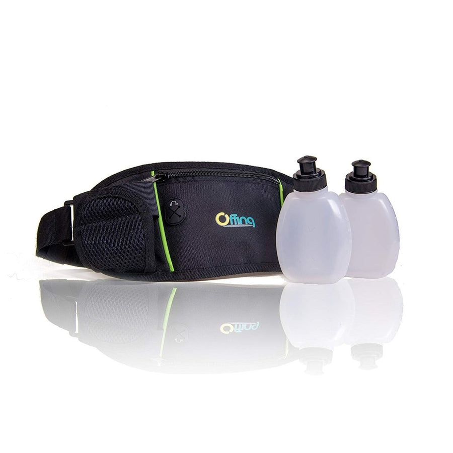 Offing Hydration Waist Running Belt with Two Water Bottles And Zippered Compartment Image 1