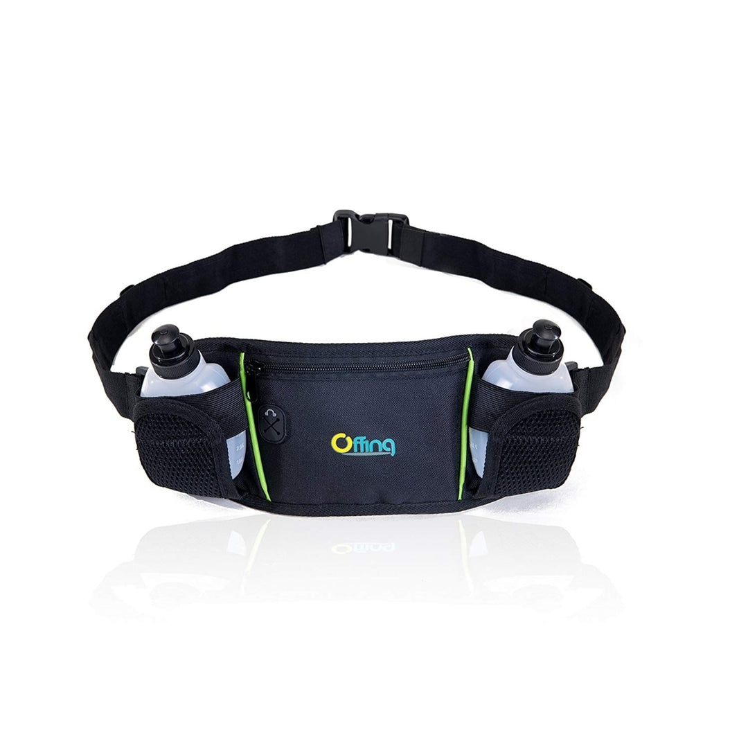 Offing Hydration Waist Running Belt with Two Water Bottles And Zippered Compartment Image 2