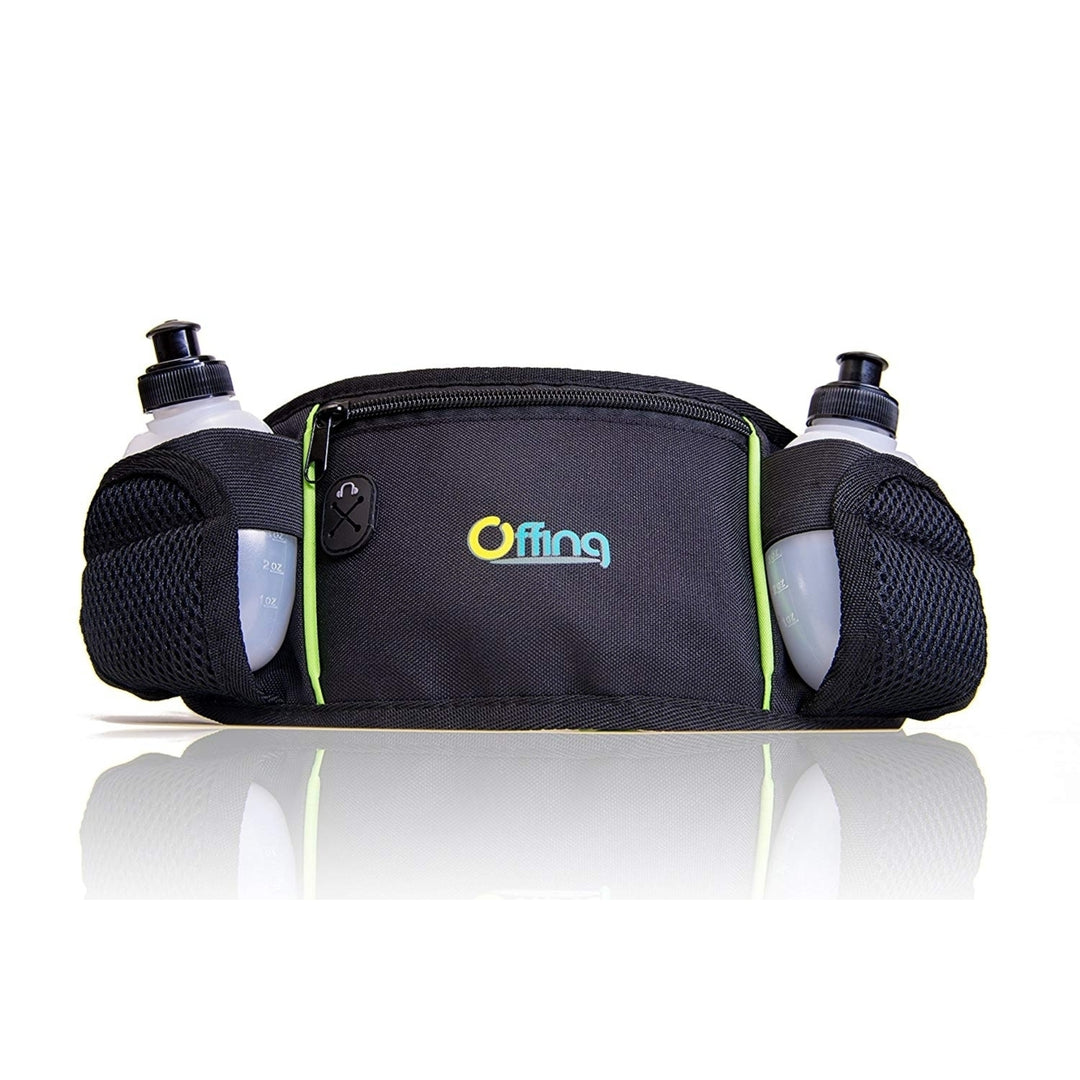 Offing Hydration Waist Running Belt with Two Water Bottles And Zippered Compartment Image 4