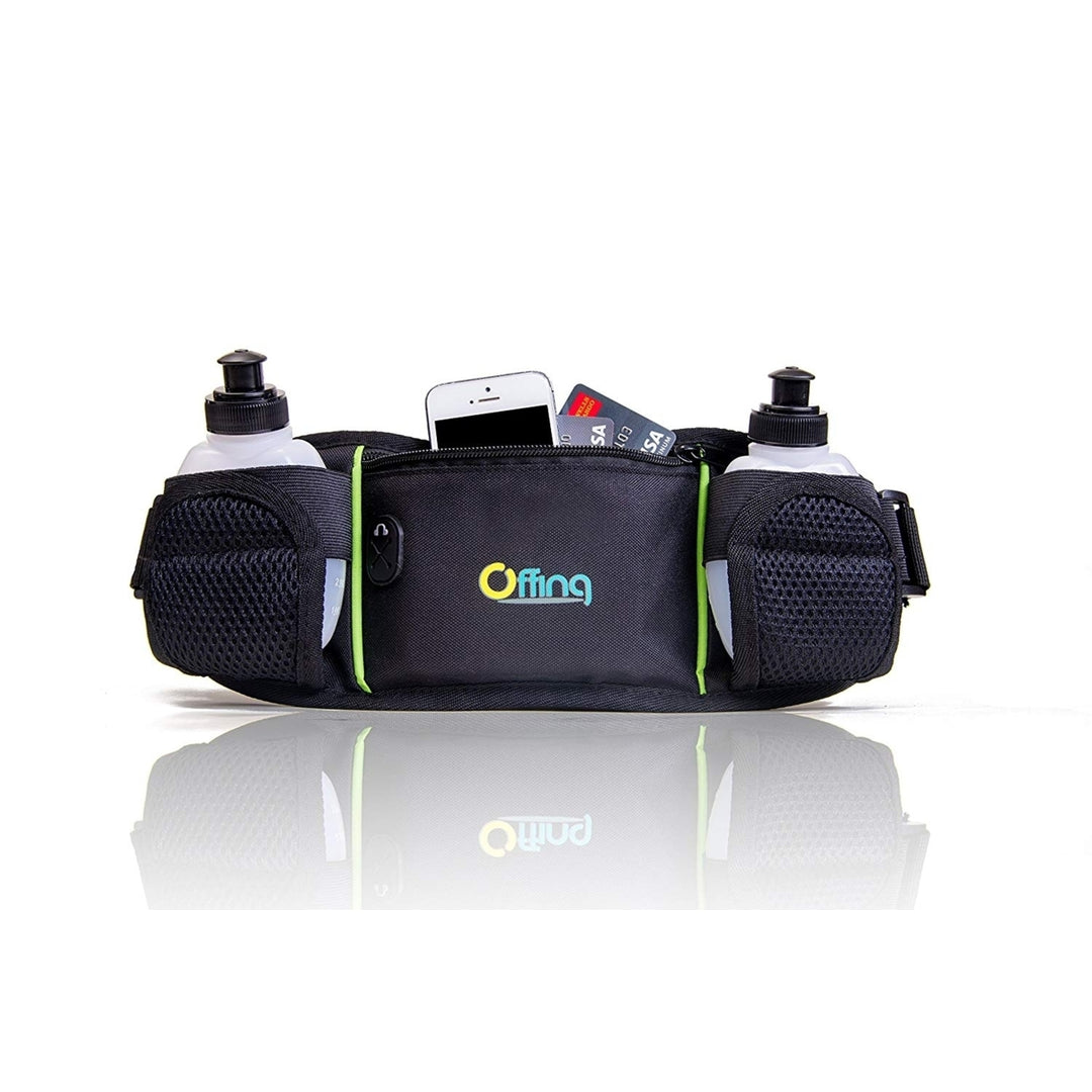 Offing Hydration Waist Running Belt with Two Water Bottles And Zippered Compartment Image 4