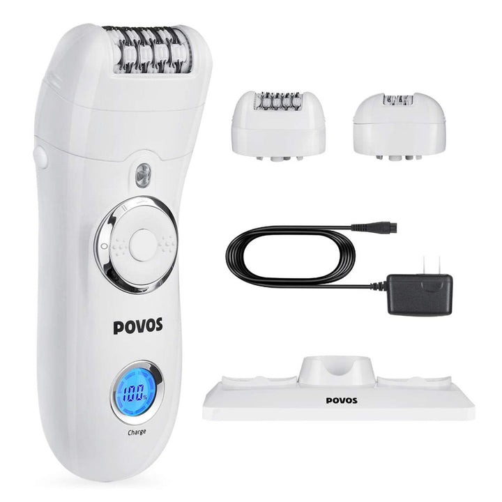 POVOS 3-In-1 Womens Epilator Cordless Charging Wet and Dry Electric Hair Removal and Shaver Image 1