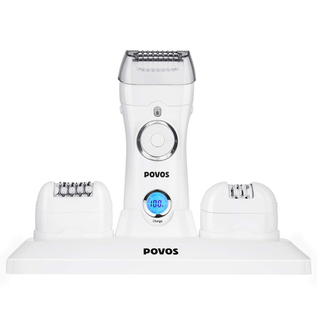 POVOS 3-In-1 Womens Epilator Cordless Charging Wet and Dry Electric Hair Removal and Shaver Image 2