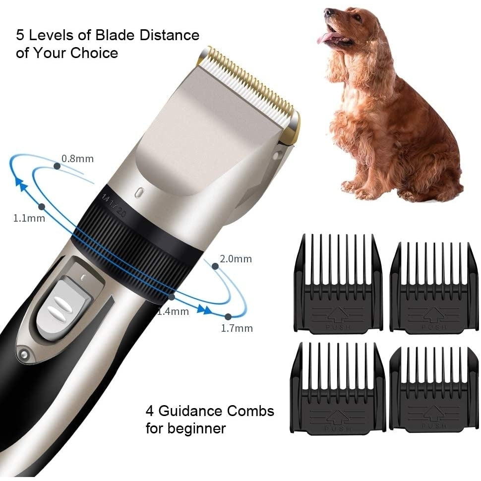 Rechargeable Low Noise Dog Clippers Electric Pet Clippers with Comb GuidesScissorsNail Kits for Dogs and Cats and Other Image 2