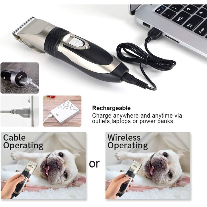 Rechargeable Low Noise Dog Clippers Electric Pet Clippers with Comb GuidesScissorsNail Kits for Dogs and Cats and Other Image 4