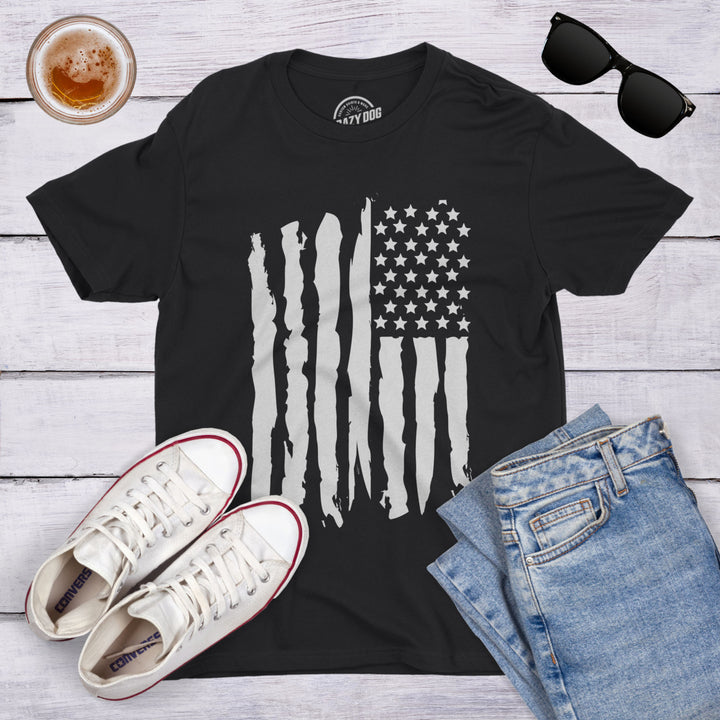 Mens Vertical Grunge Flag Funny T shirts USA Tees American Novelty Vintage T shirt Image 4