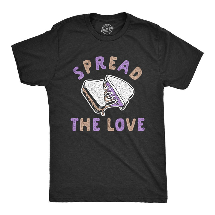 Mens Spread The Love T Shirt Funny Peanut Butter Jelly Sandwich Graphic Tee For Guys Image 1