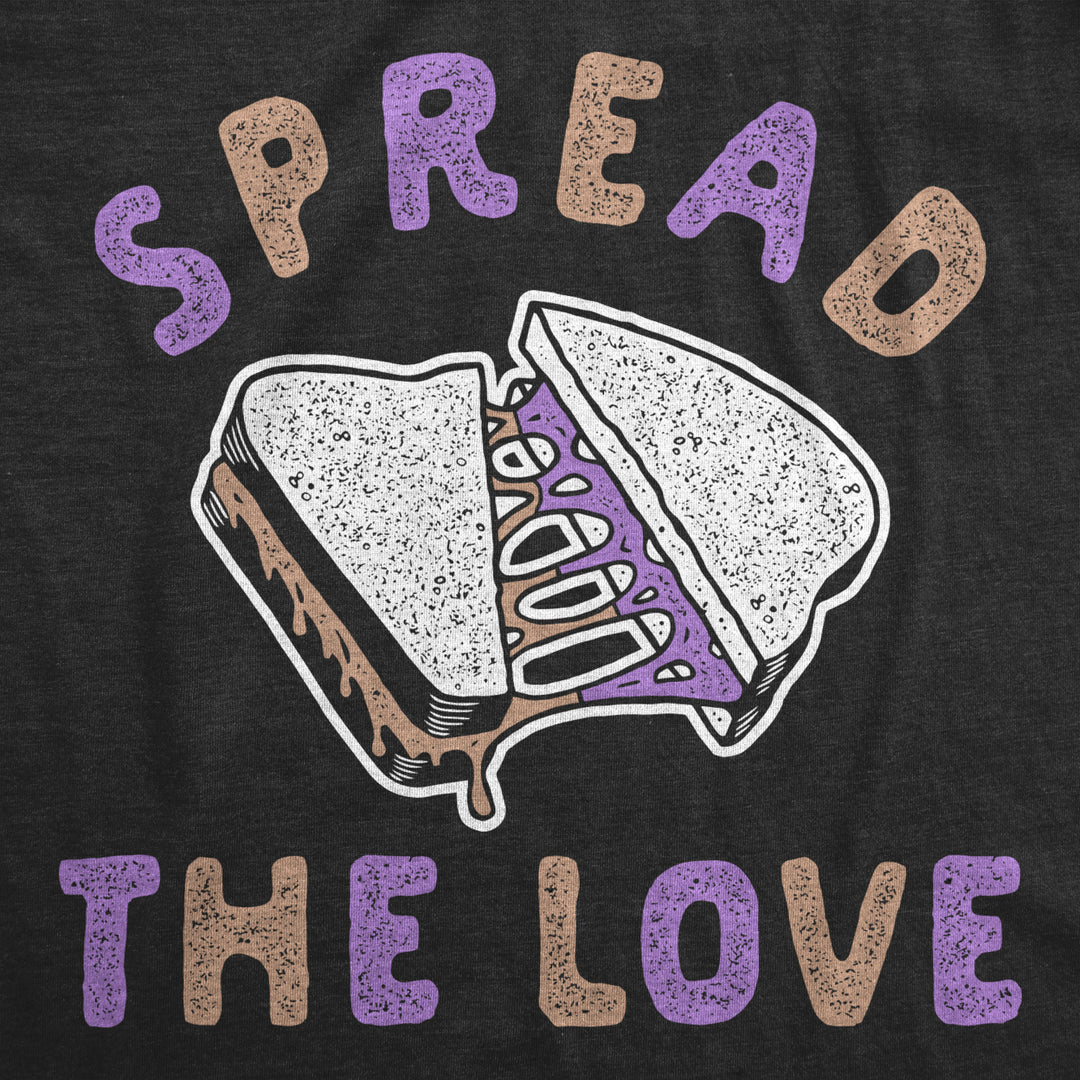 Mens Spread The Love T Shirt Funny Peanut Butter Jelly Sandwich Graphic Tee For Guys Image 2