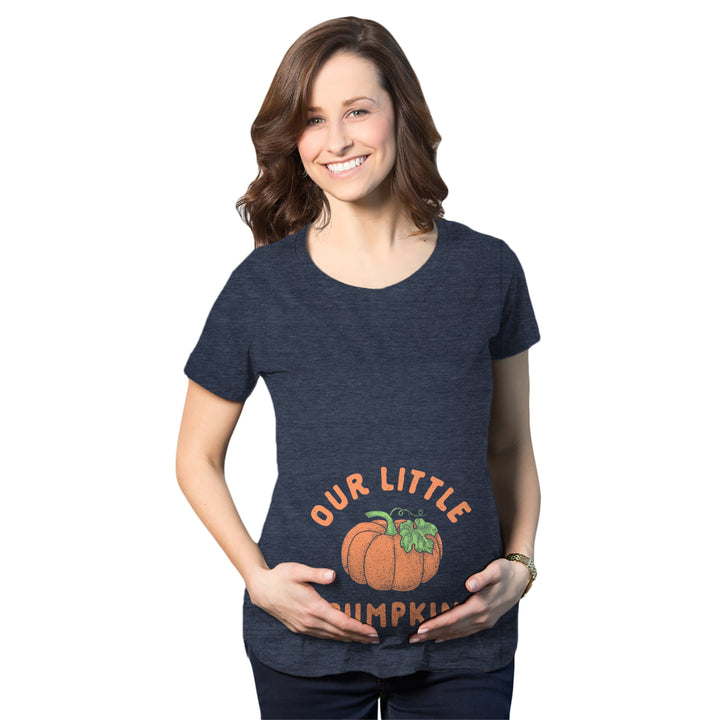 Our Little Pumpkin Maternity T Shirt Cute Pregancy Announcement Baby Shower Graphic Tee Image 4