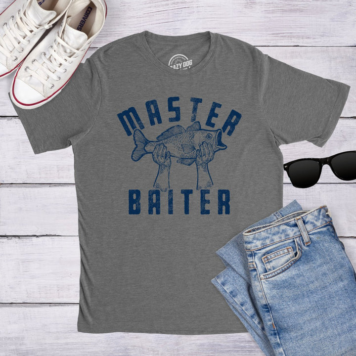 Mens Master Baiter Tshirt Funny Fishing Fathers Day Sarcastic Sexual Innuendo Graphic Tee Image 4