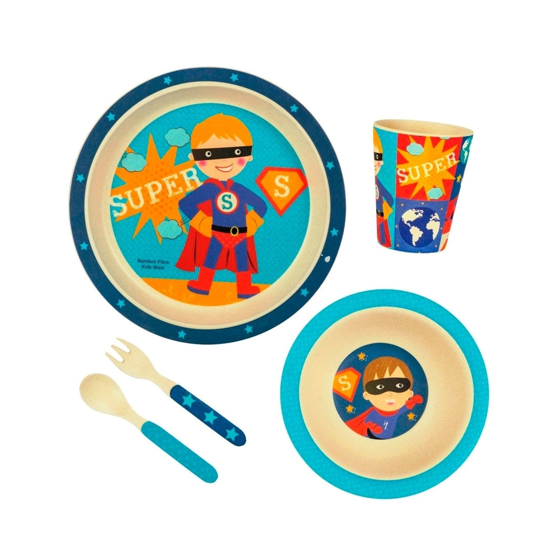 Sara Cucina BambooWare Eco Bamboo Fiber Kids Dinnerware Set Super Hero 5 Piece Image 4