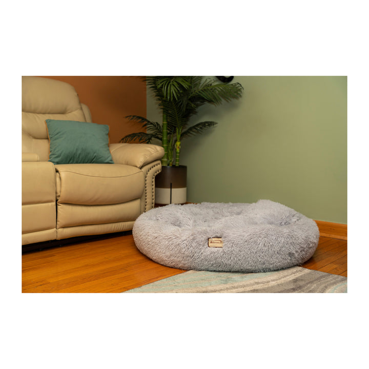 Armarkat Extra LargeFluffy Gray Round Cat Bed - C71NHS Image 4