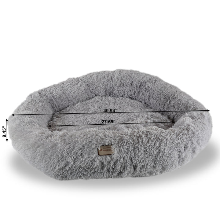 Armarkat Extra LargeFluffy Gray Round Cat Bed - C71NHS Image 3