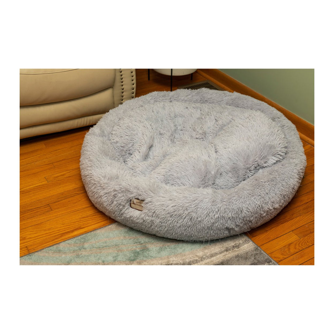 Armarkat Extra Large Gray Fluffy Round Cat Bed C71NHS Soft Cozy Donut Design Image 4