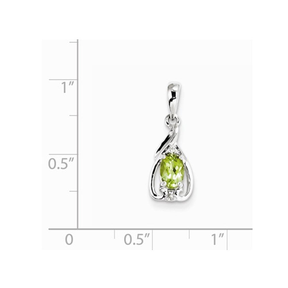 1/2 Carat (ctw) Peridot Drop Pendant Necklace in Sterling Silver with Chain Image 2