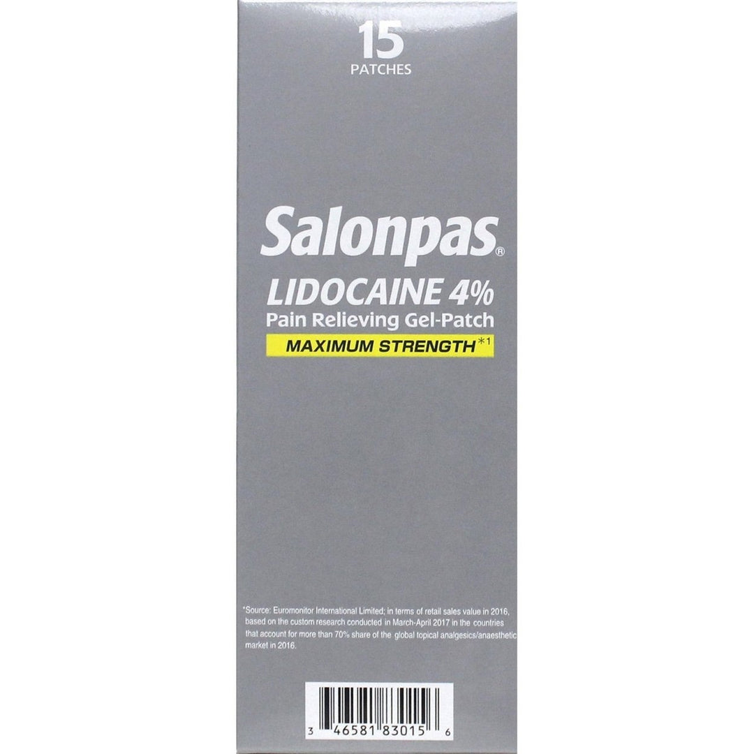 Salonpas LIDOCAINE Pain Relieving Maximum Strength Gel 15Patch Image 4