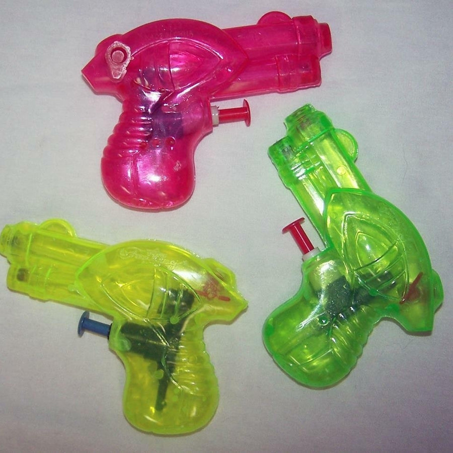 24 asst COLOR 4 INCH SQUIRT GUN PISTOLS play toy water guns hand squirter NV784 Image 1