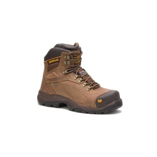 CATERPILLAR WORK Mens Diagnostic Hi Waterproof Thinsulate Steel Toe Work Boot Dark Beige - P89940 DARK BEIGE Image 2