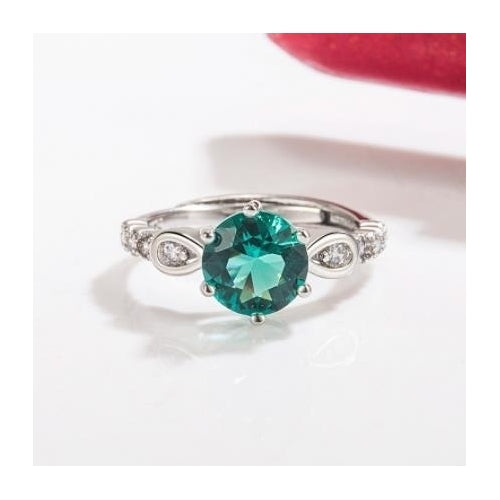14K gold plated diamond inlaid emerald ring female imitation green morsonite ring Image 1