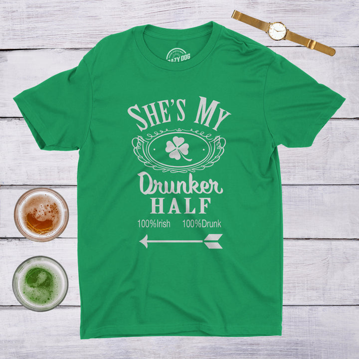 Shes My Drunker Half Funny Party Couple Pub Crawl Graphic Shamrock T Shirt Image 7