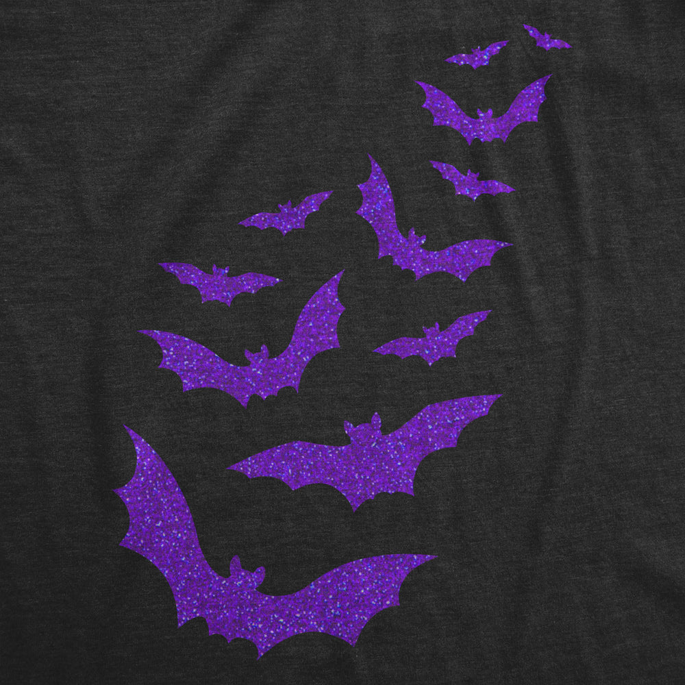 Womens Glitter Bats T Shirt Funny Cute Halloween Graphic Cool Novelty Tee For Ladies Image 2