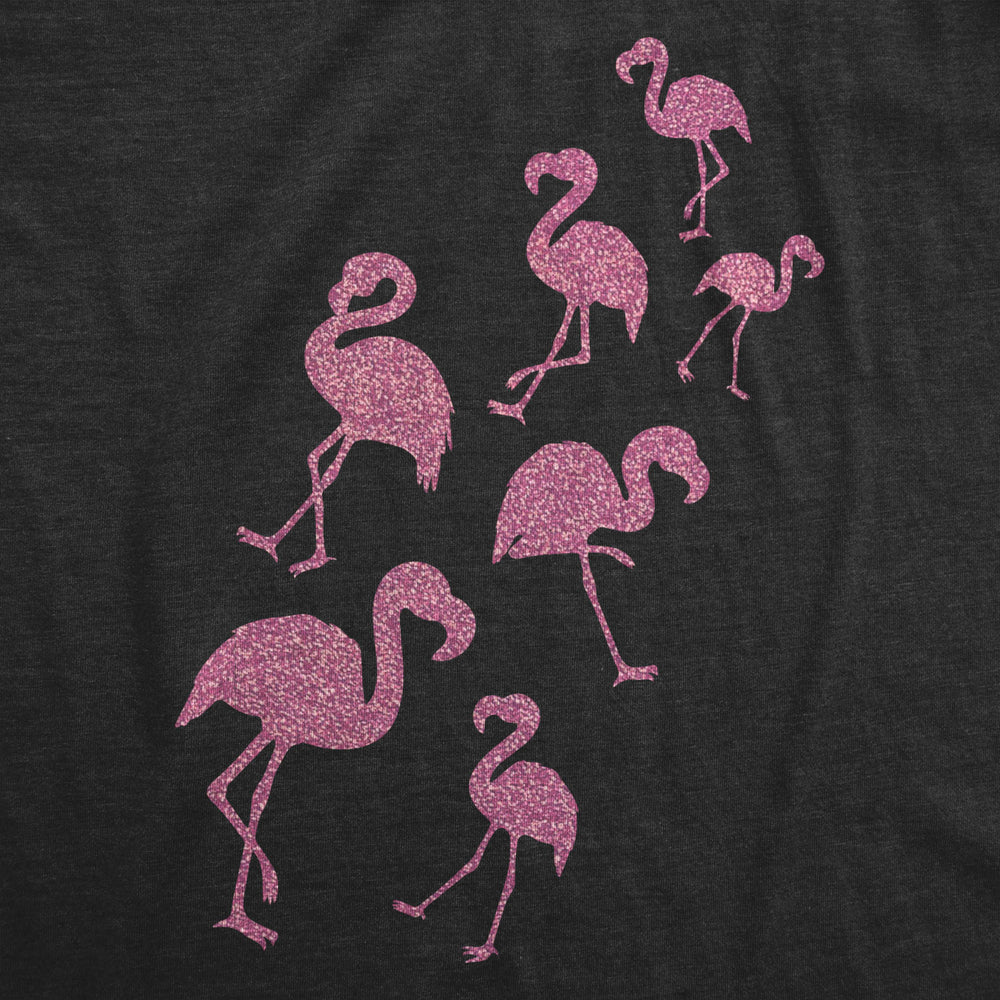 Womens Glitter Flamingos T Shirt Funny Cute Top Vacation Graphic Novelty Tee For Ladies Image 2