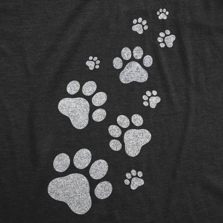 Womens Glitter Cat Paw Prints T Shirt Funny Cute Kitten Lover Top Graphic Novelty Tee Image 2